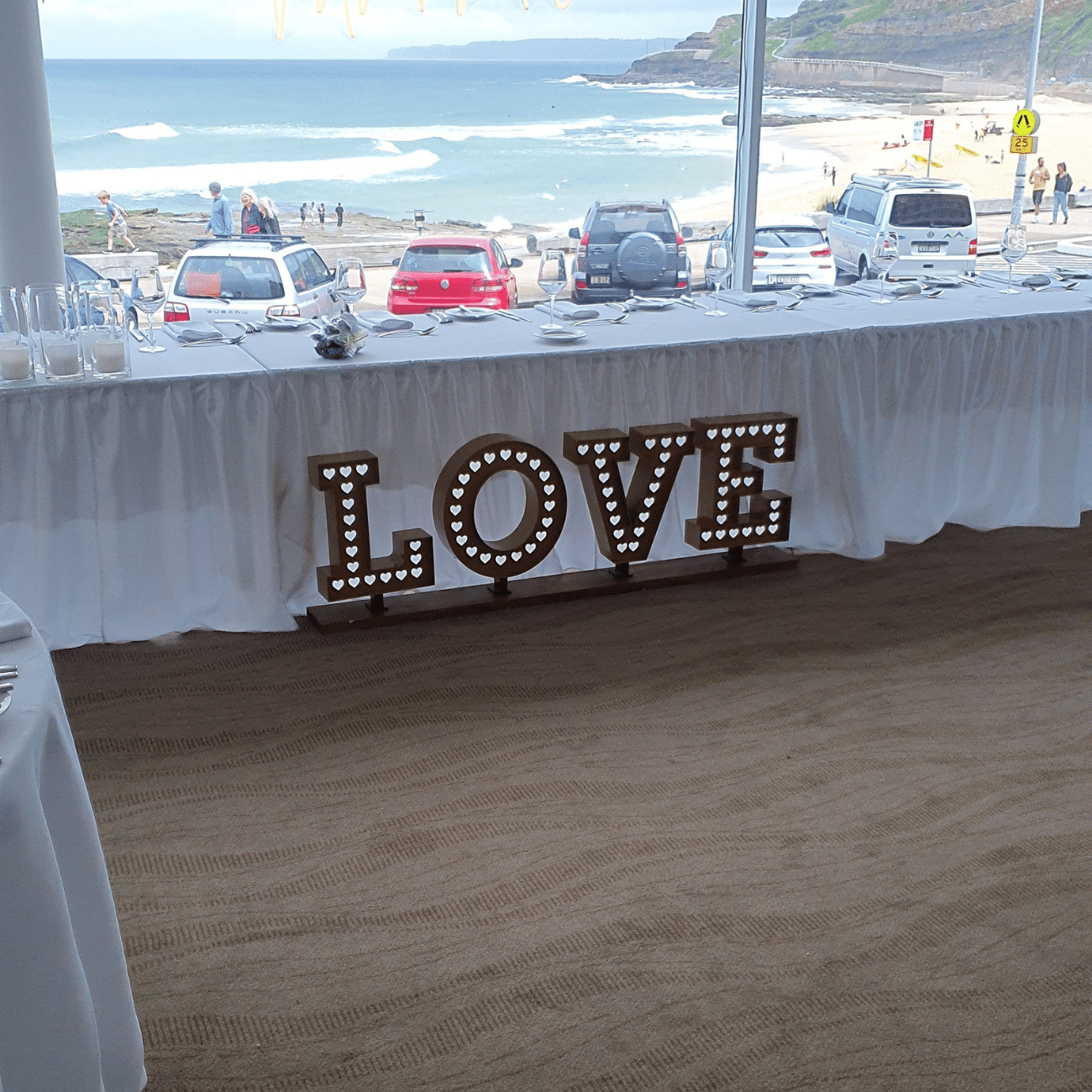 Love sign at a wedding