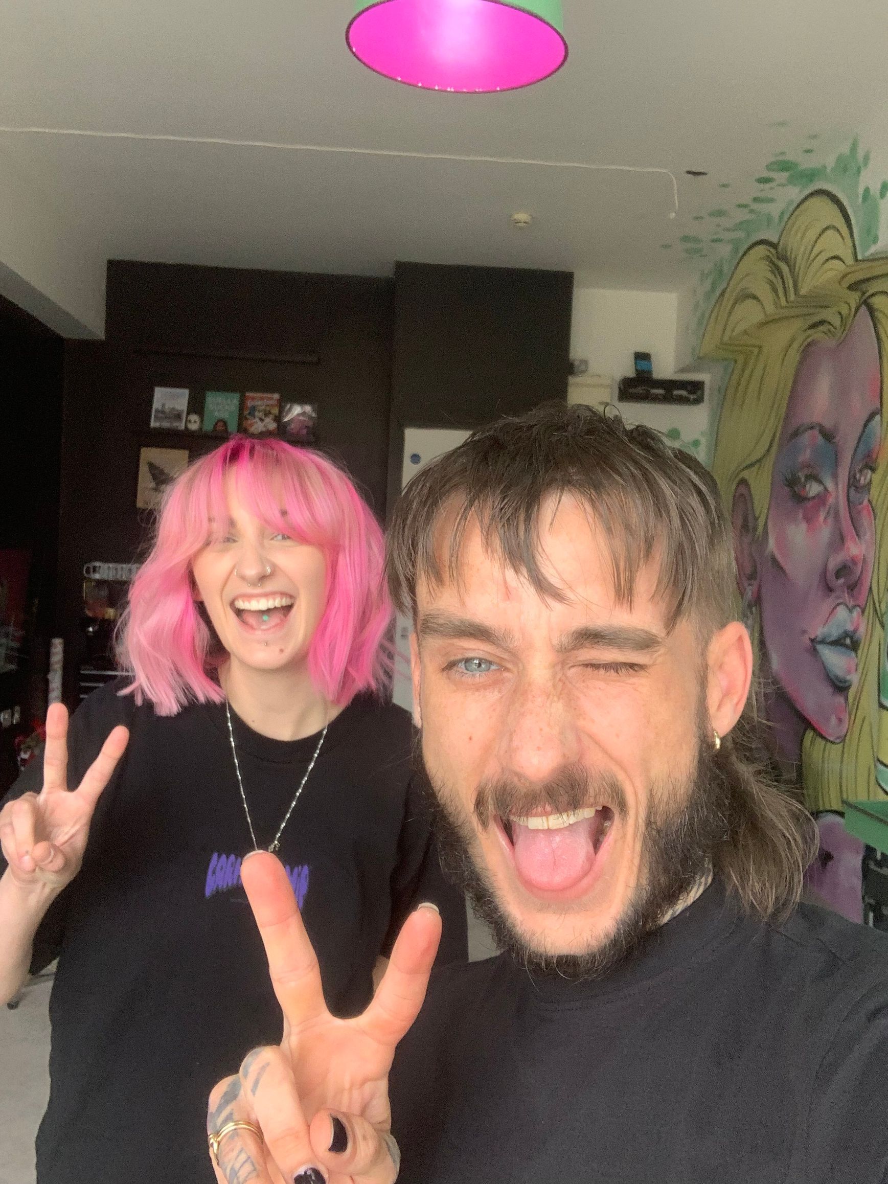 A client thats had a specialised scalp bleach and vivid toner.