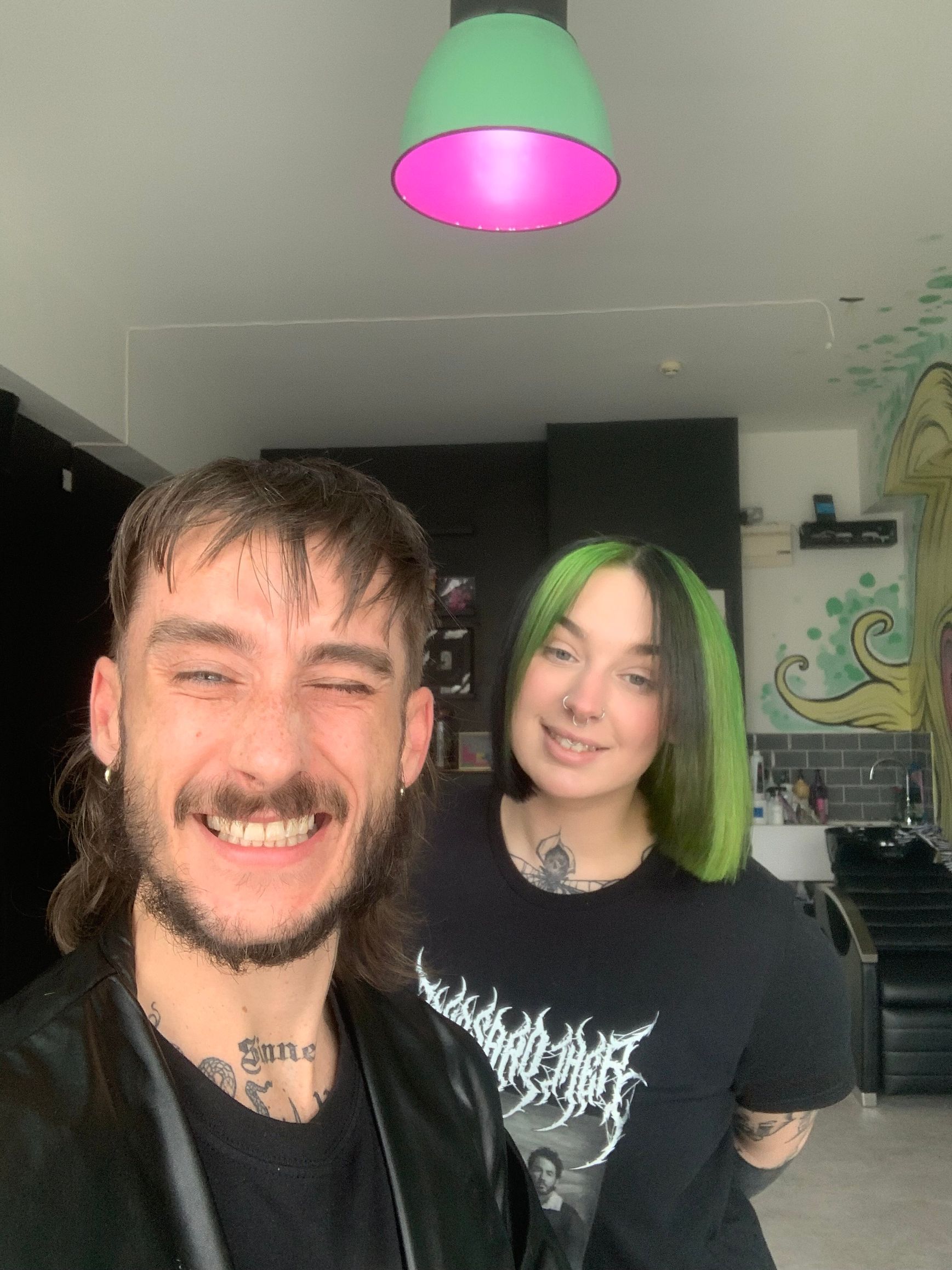 A client thats had a specialised scalp bleach and vivid toner.