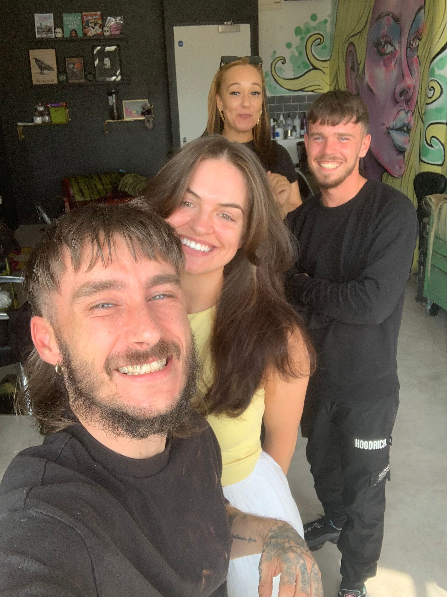 A client whos had a new haircut and blowdry.