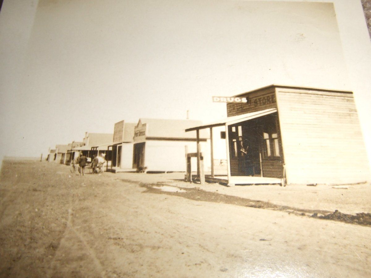 A black and white photo of a small town