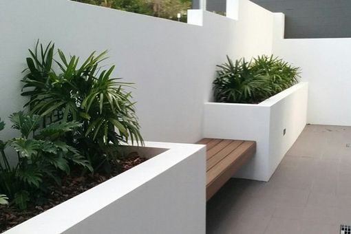 walkway with plant boxes