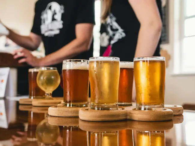 A flight of craft beer