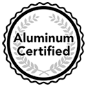 Aluminum Certified seal with laurel wreath border.