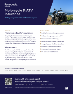 Motorcycle & ATV insurance ad with blue hero image of an ATV rider and policy benefits list