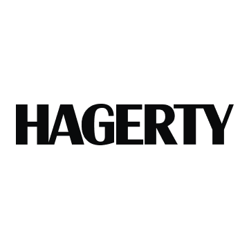 The hagerty logo is black and white on a white background.