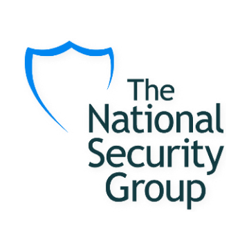 The national security group logo has a blue shield on it.