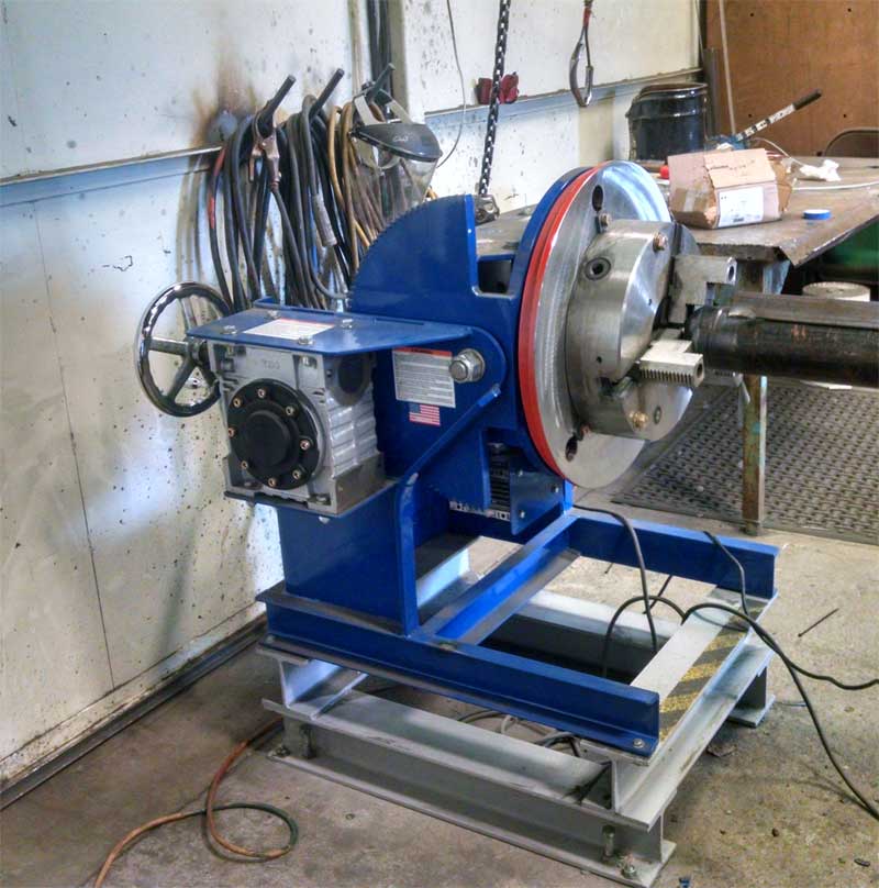 A blue machine with a us flag on it