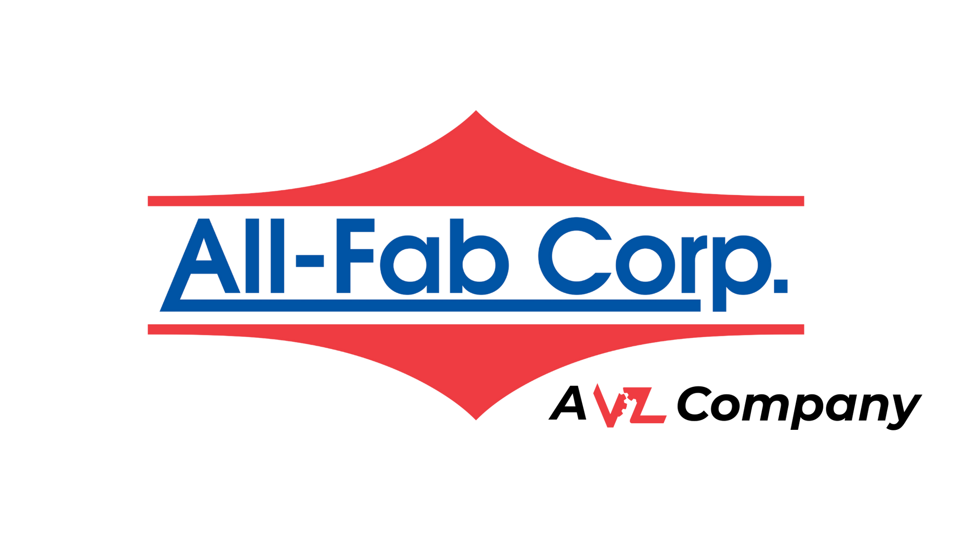A red , white and blue logo for all-fab corp.