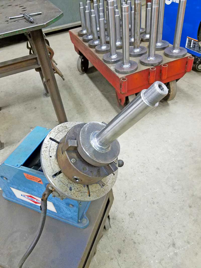 Model 1504 and PB2005 spindle shafts welded using Model PS-1F welding positioner