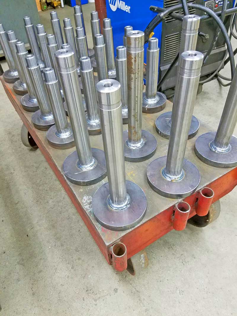 Model 1504 and PB2005 spindle shafts welded using Model PS-1F welding positioner