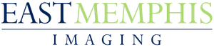 The logo for east memphis imaging is blue and green.
