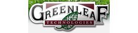 A green leaf technologies logo with a picture of grass in the background