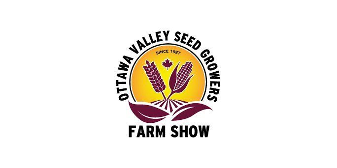 The logo for the ottawa valley seed growers farm show.