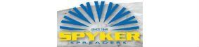 A blue and yellow logo for spyker spreaders