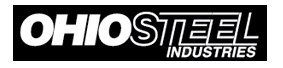 The logo for ohiosteel industries is black and white