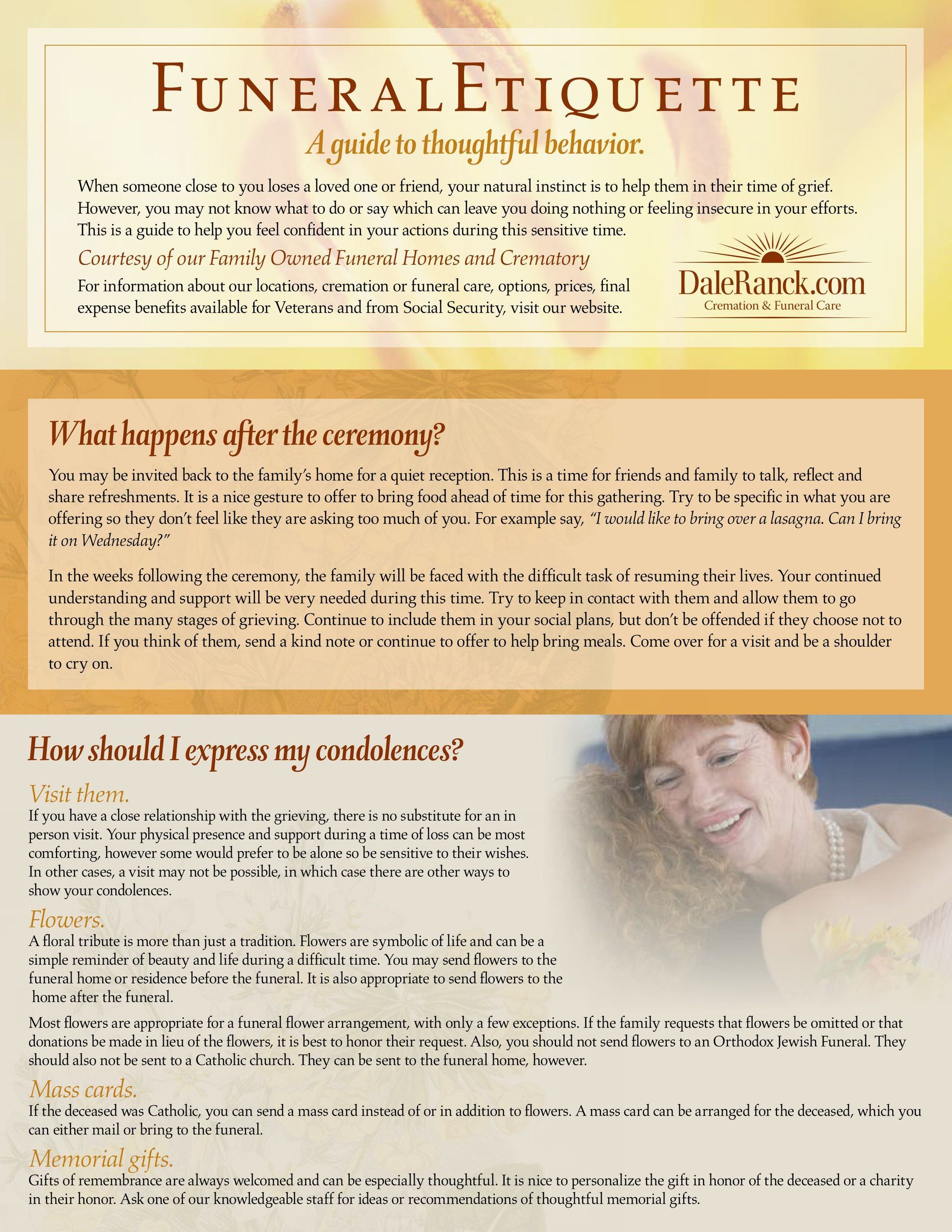 Dale Ranck Cremation Funeral Care Funeral Etiquette
