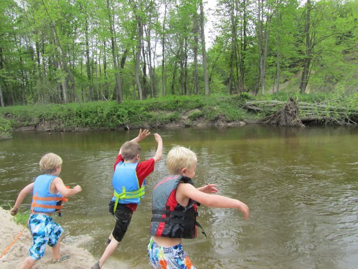 Kids playing in the river