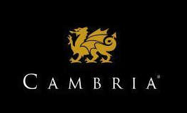 The logo for cambria is a dragon on a black background.
