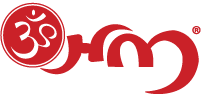 A red logo with a symbol in the middle of it