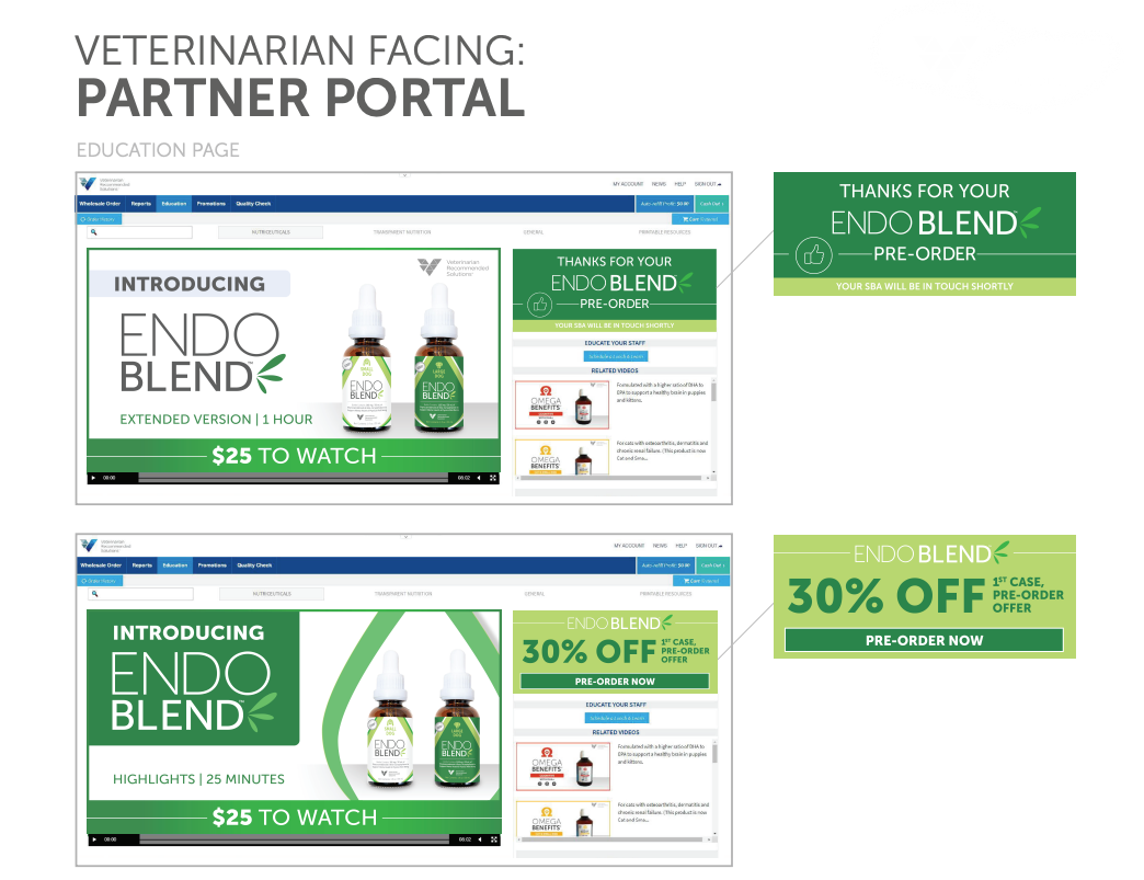 A veterinarian facing partner portal for endo blend.