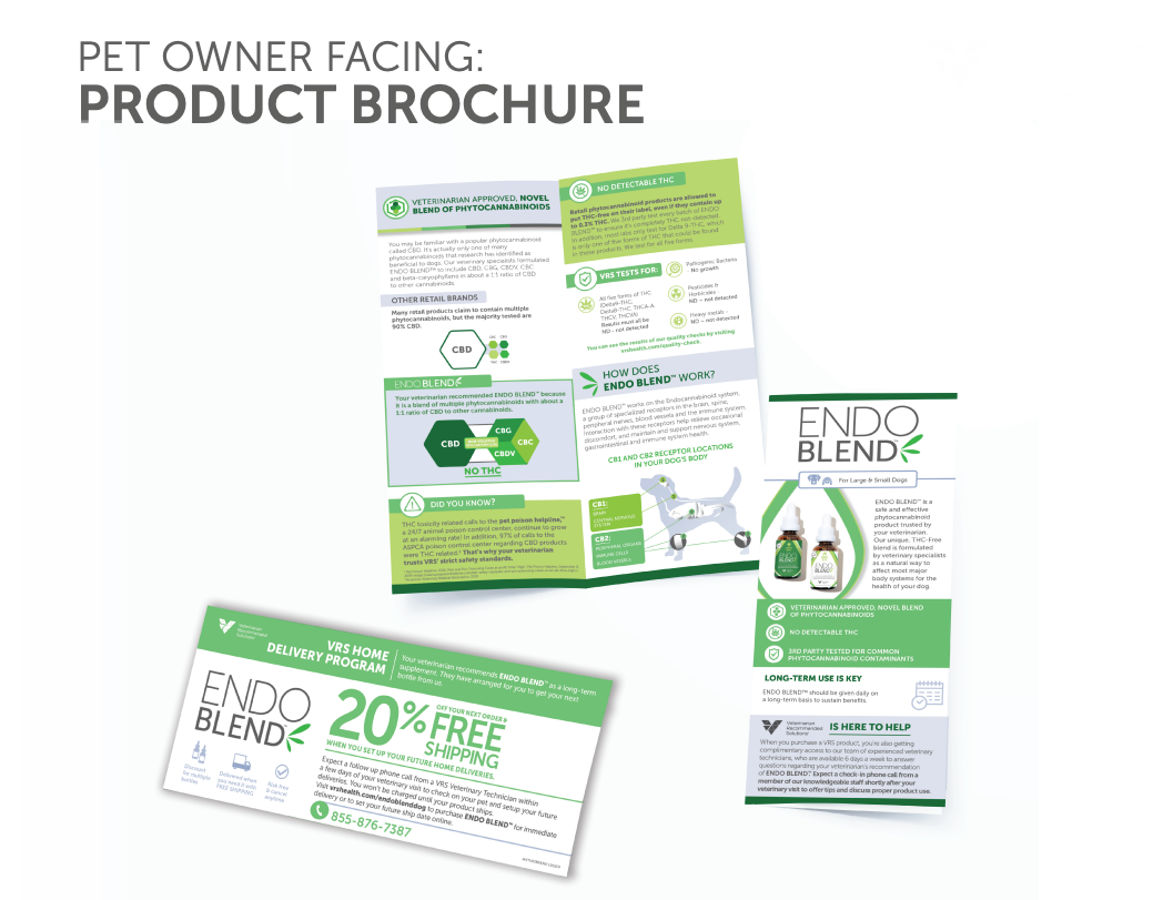 A brochure for a pet owner facing product brochure.