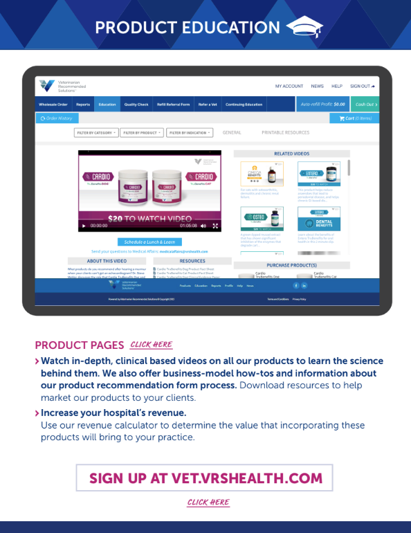A tablet with a website on it that says product education.