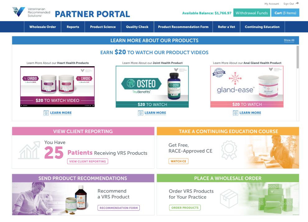 A screenshot of the partner portal website.