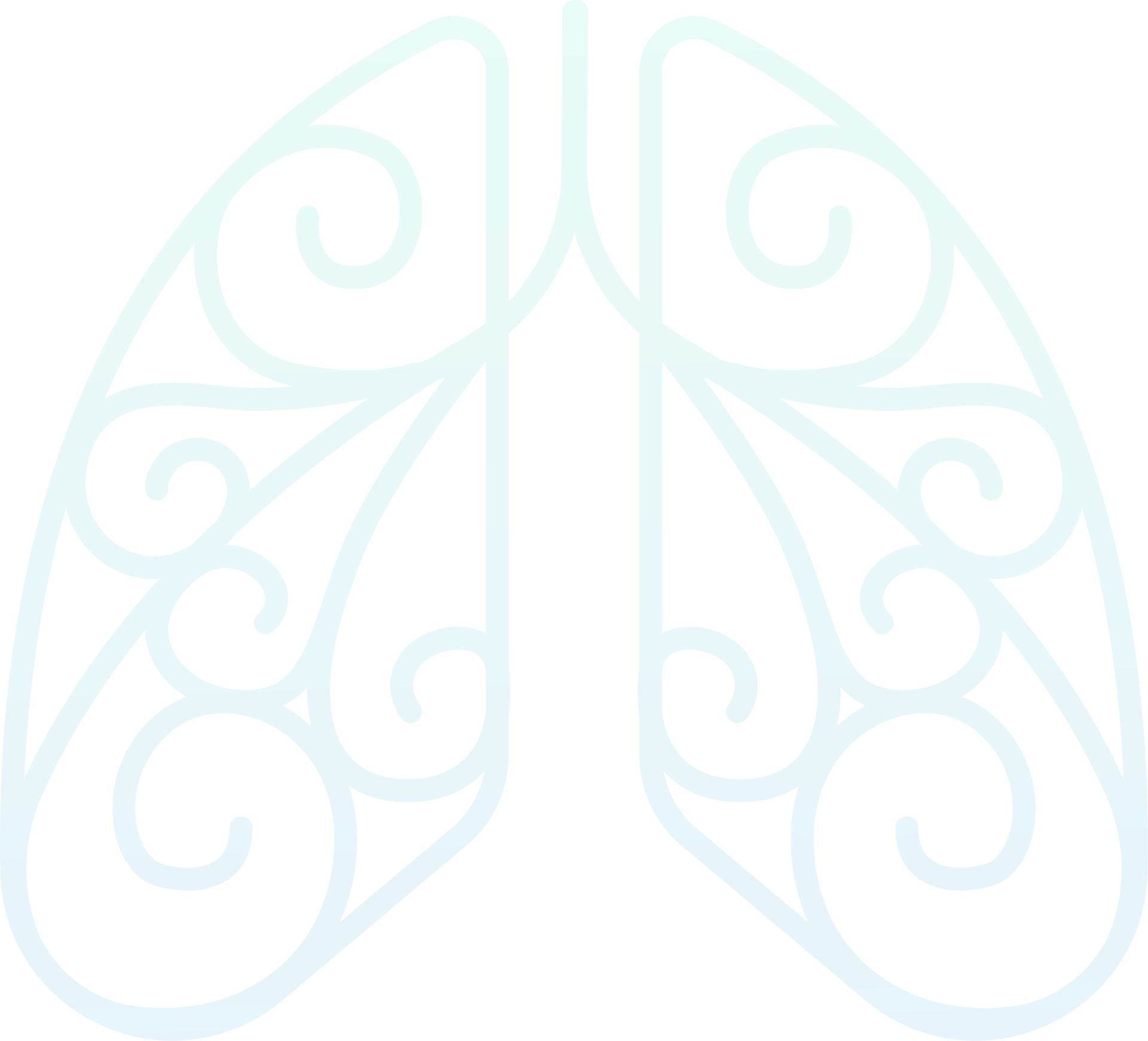 transparent blue-green gradient filigree lung icon