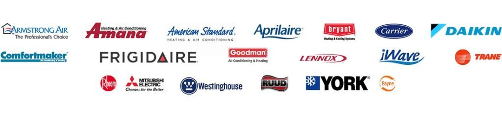 A bunch of logos on a white background including frigidaire and york