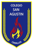 Emblema del colegio: escudo azul con texto “COLEGIO SAN AGUSTIN CERRRILLOS”, llamas y espigas de trigo amarillas.