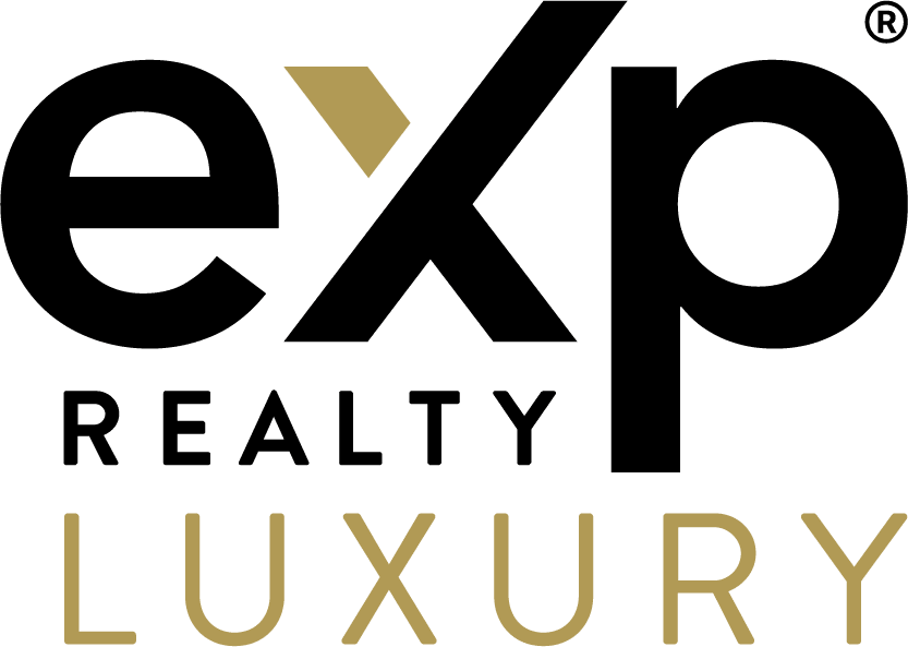 The logo for exp realty luxury is black and gold.