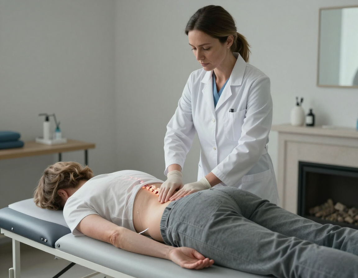 Dr. Stanton performing a lumbar spinal adjustment