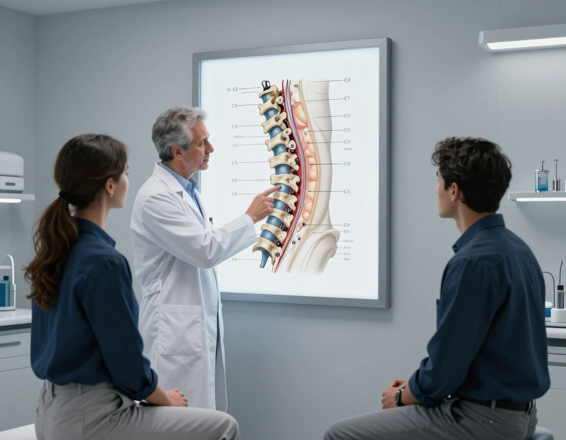 Cervical spine diagram review with patient