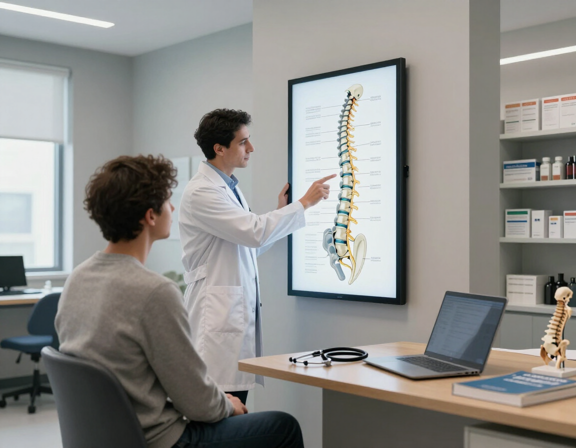 Spinal anatomy model used during patient consultation at The Wellness Project