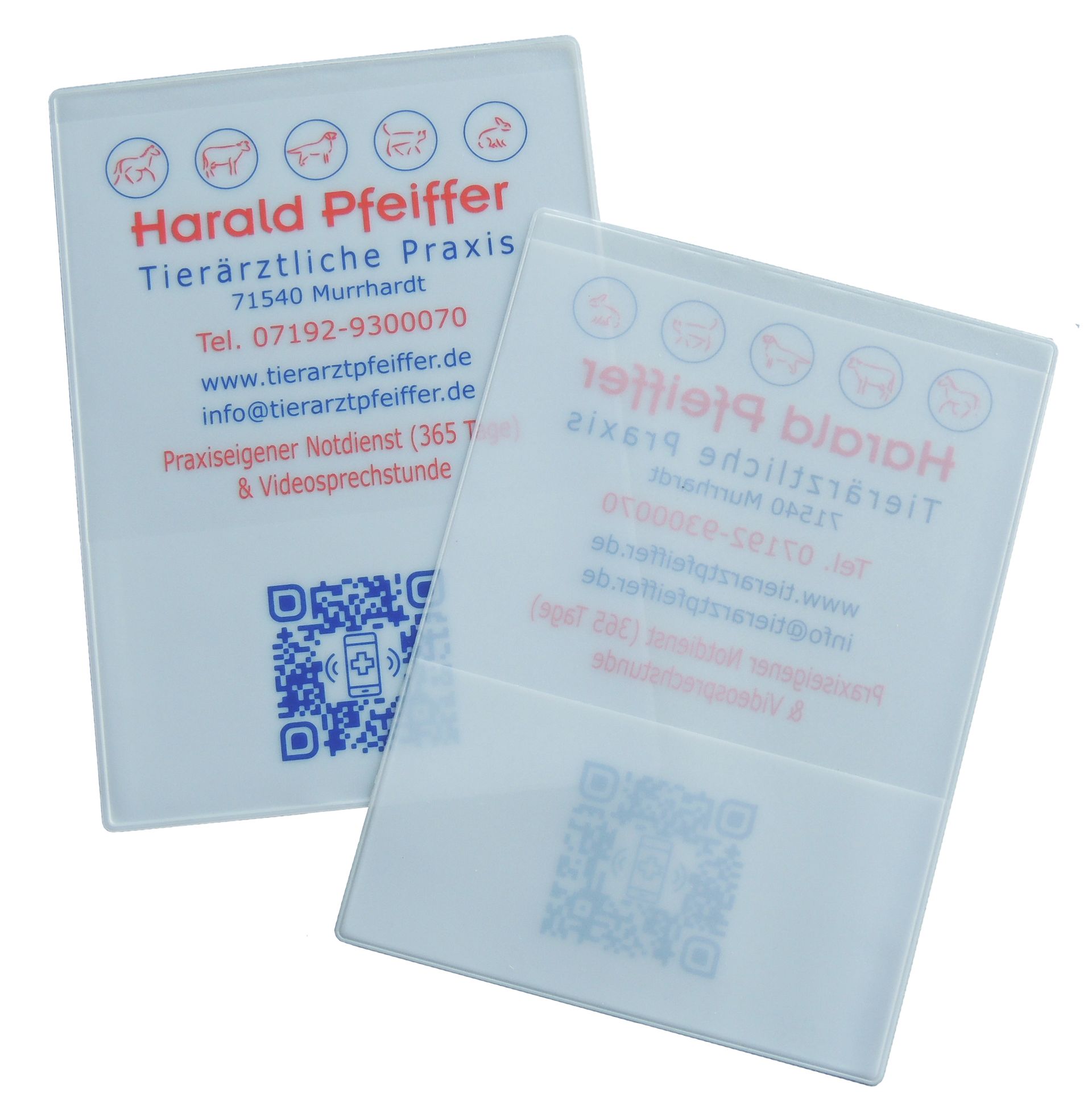 Durchscheinende Impfpasshülle bedruckt, Vorder- und Rückseite