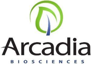 Arcadia Biosciences logo: green leaf with blue accent inside a green circle above the company name.