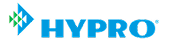 Hypro logo: blue triangle with green diamond design, blue 