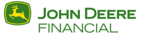 John Deere Financial logo: a leaping deer in a green shield with 