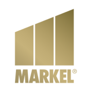 A gold logo for a company called markel