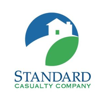 A blue and green logo for standard casualty company