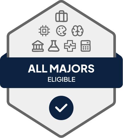 Badge with All Majors Eligible text 