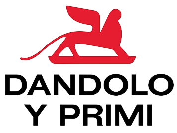 Logotipo de león alado rojo sobre el texto negro “DANDOLO Y PRIMI”