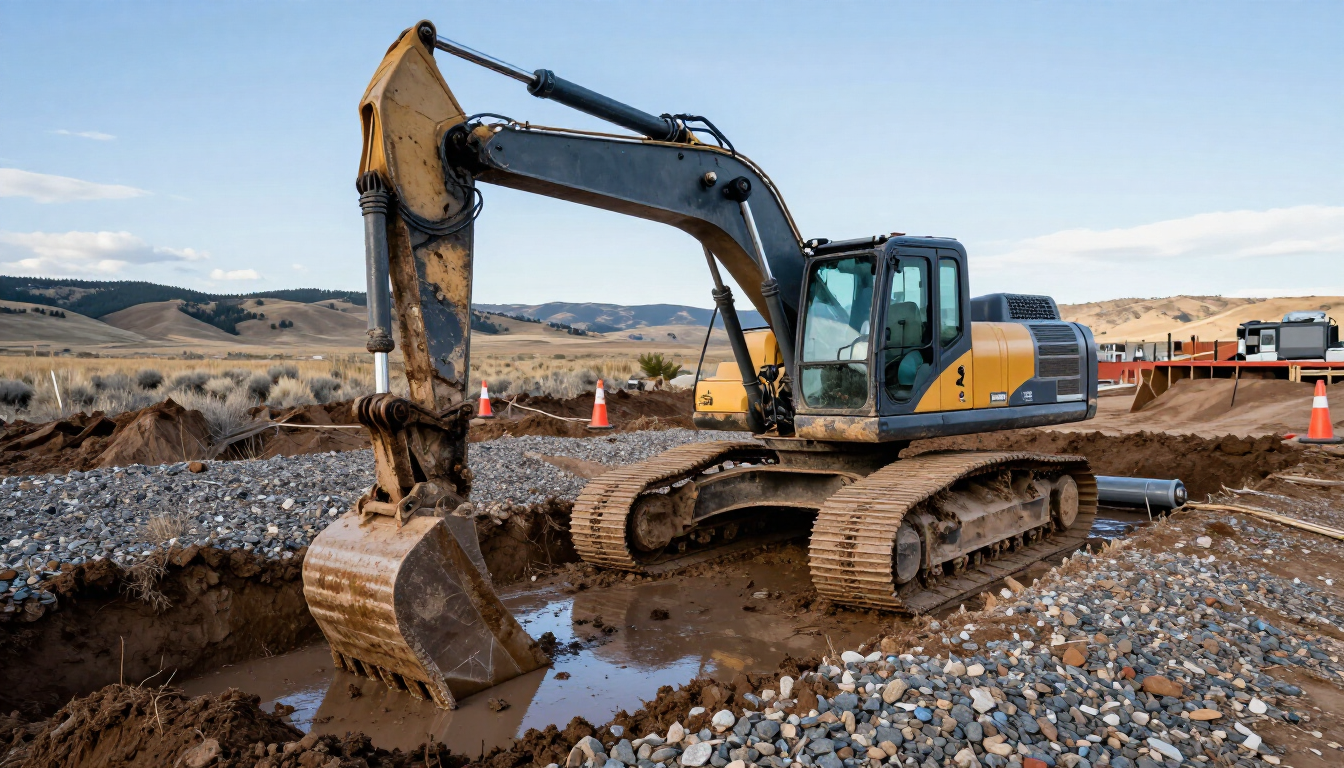 Professional excavation for water main repair in Western Colorado.