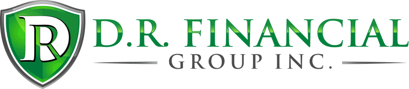 Logo for D.R. Financial Group Inc. features a green shield with a white