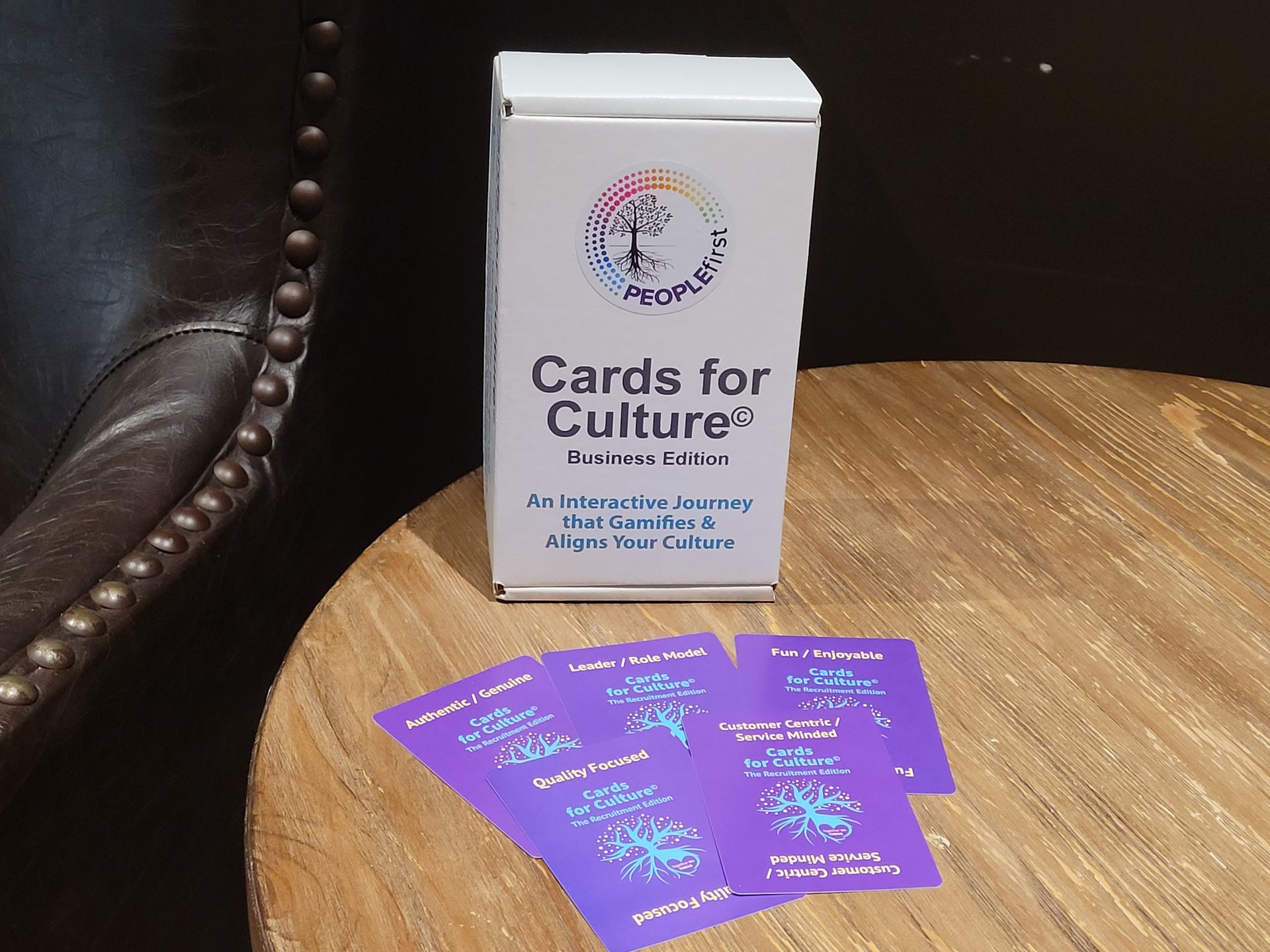 Cards for Culture game sitting on a table