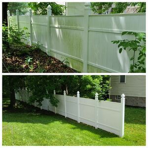 Before and after fence cleaning results