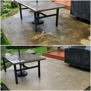 Before and after patio cleaning