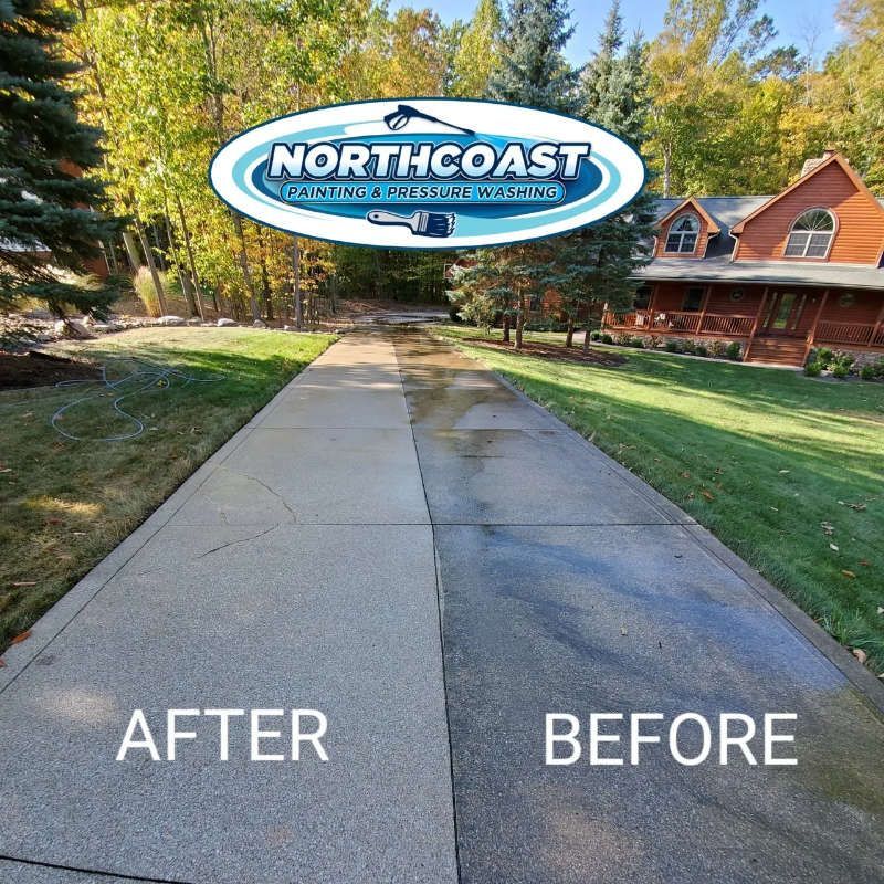 Driveway concrete cleaning