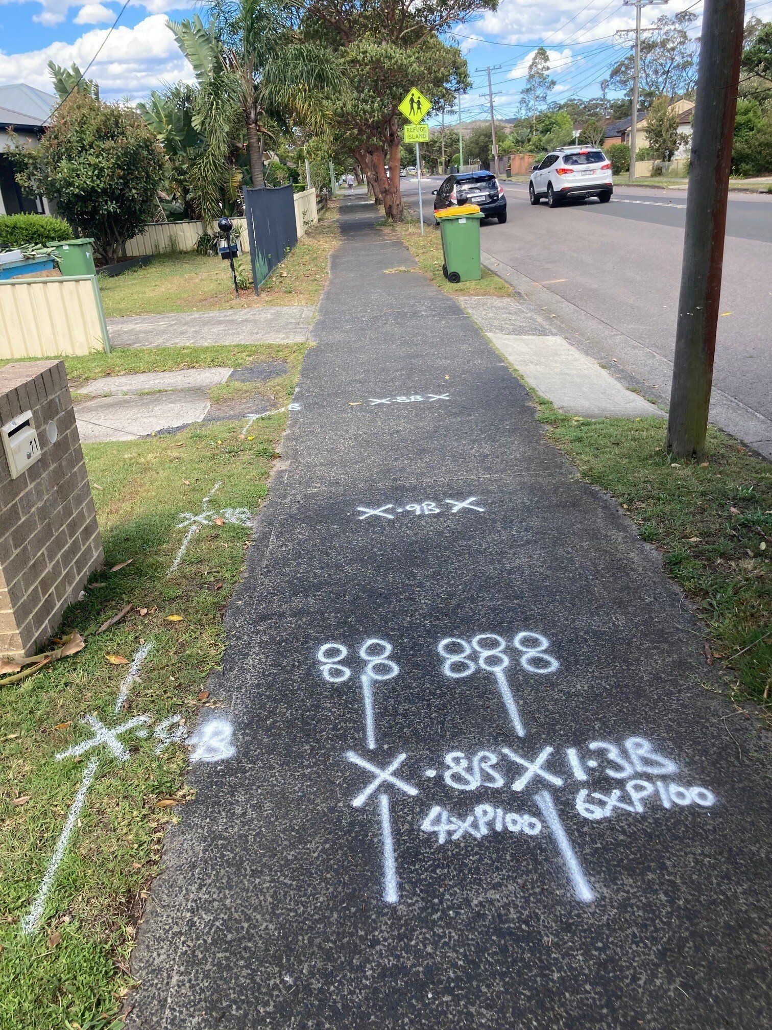 Underground Utility Markings on Footpath— East Coast Locating Services in Wallalong, NSW